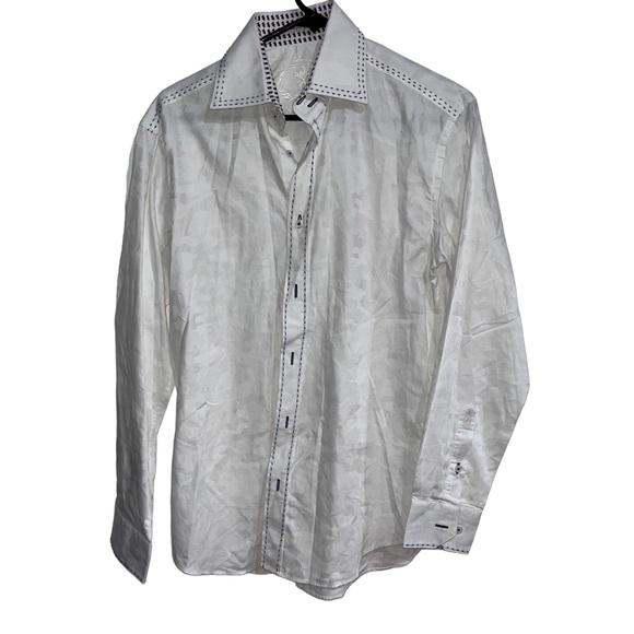Bugatchi mens White Collared Party Wear Button Shirt Collared Long Sleeve - Picture 3 of 6